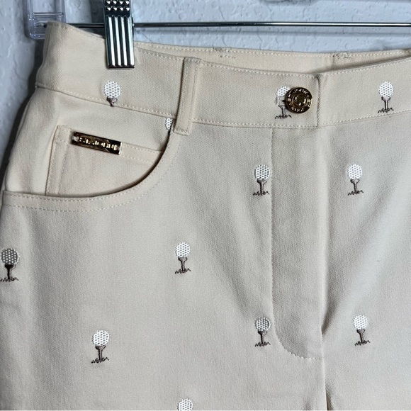 St. John Sport Pants Jeans Women Size 2 Straight Leg Golf Cream Crop C - Picture 2 of 12